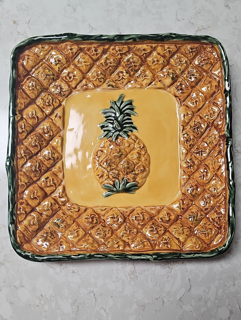 Pacific Rim Handpainted Ceramic Pineapple Wall Plaque - Yellow & Green